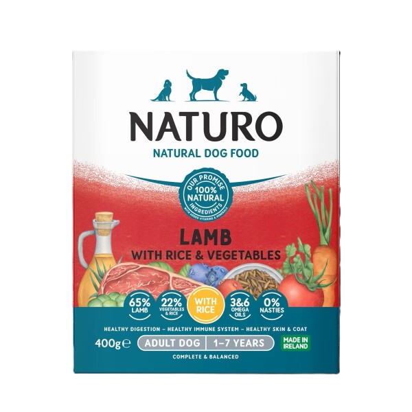 Naturo Adult Wet Dog Food Lamb & Rice With Veg Tray 400g x 7