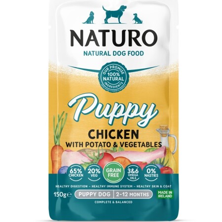 Naturo Puppy/Junior Grain Free Chicken with Potato & Vegetables Pouch 150gx8 Naturo Puppy/Junior Grain Free Chicken with Potato & Vegetables Pouch 150gx8