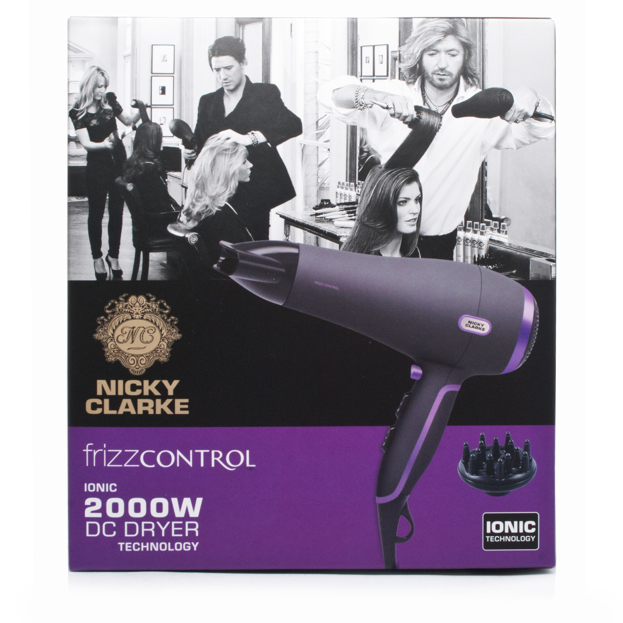 Nicky Clarke 2000w DC Frizz Control Hair Dryer with Diffuser Chemist Direct Nicky Clarke 2000w DC Frizz Control Hair Dryer with Diffuser Chemist Direct
