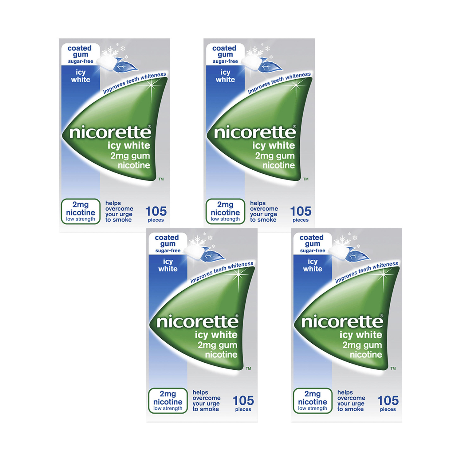 Nicorette Icy White Gum 2mg 105 Pieces Four Pack Review