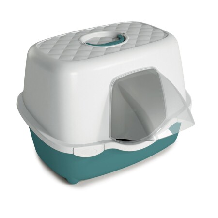 Stefanplast Tres Chic Outdoor Hooded Cat Litter Tray - White/Green Stefanplast Tres Chic Outdoor Hooded Cat Litter Tray - White/Green