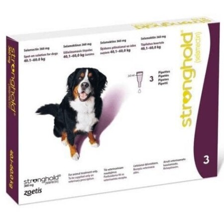 Stronghold Spot On for Dogs Pack of 3 360mg Extra Large Dog 40.1-60kg Stronghold Spot On for Dogs Pack of 3 360mg Extra Large Dog 40.1-60kg