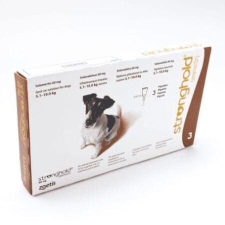 Stronghold Spot On for Dogs Pack of 3 60mg Small Dog 5.1-10kg Stronghold Spot On for Dogs Pack of 3 60mg Small Dog 5.1-10kg