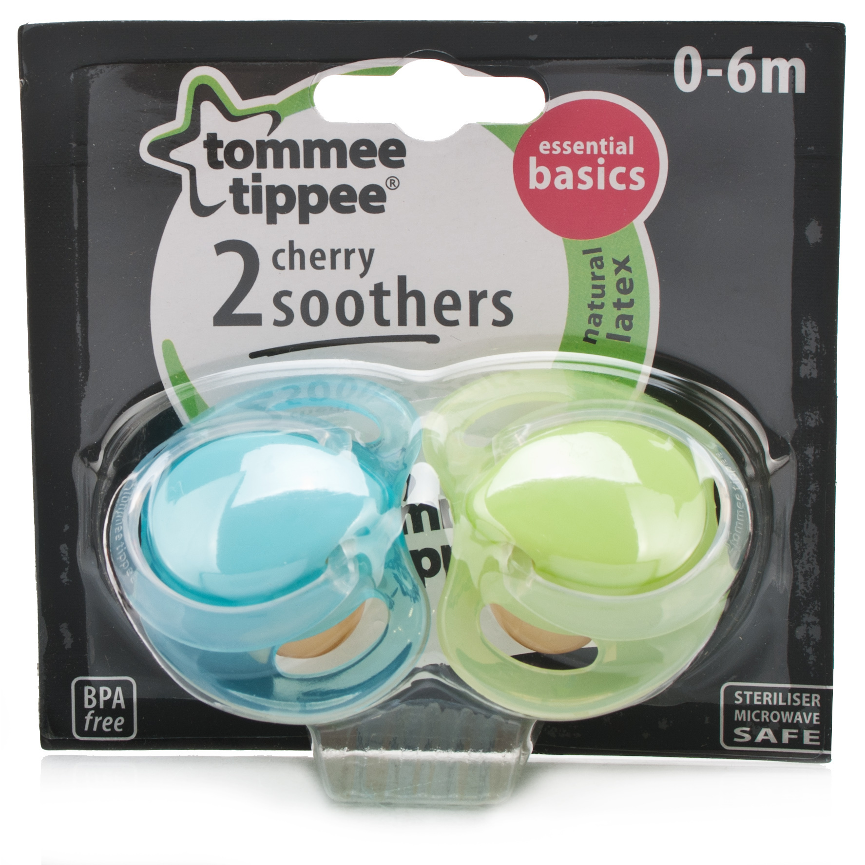 Tommee Tippee Cherry Soothers 0-6months Blue/Green