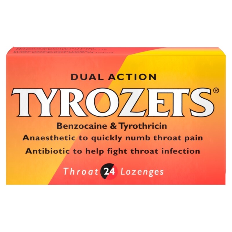 Tyrozets Dual Action Lozenges for Throat Pain