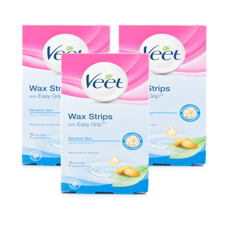 Veet Bikini & Underarm Wax Strips Sensitive Triple Pack Chemist Direct