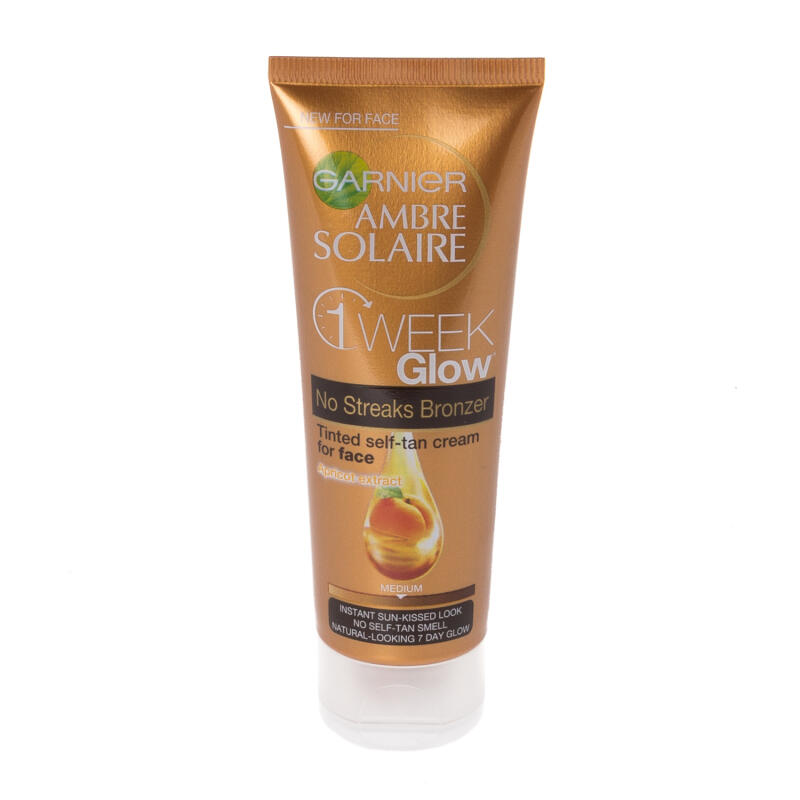 Garnier Ambre Solaire No Streaks Bronzer One Week Glow Self-Tanning Tinted Cream for Face 