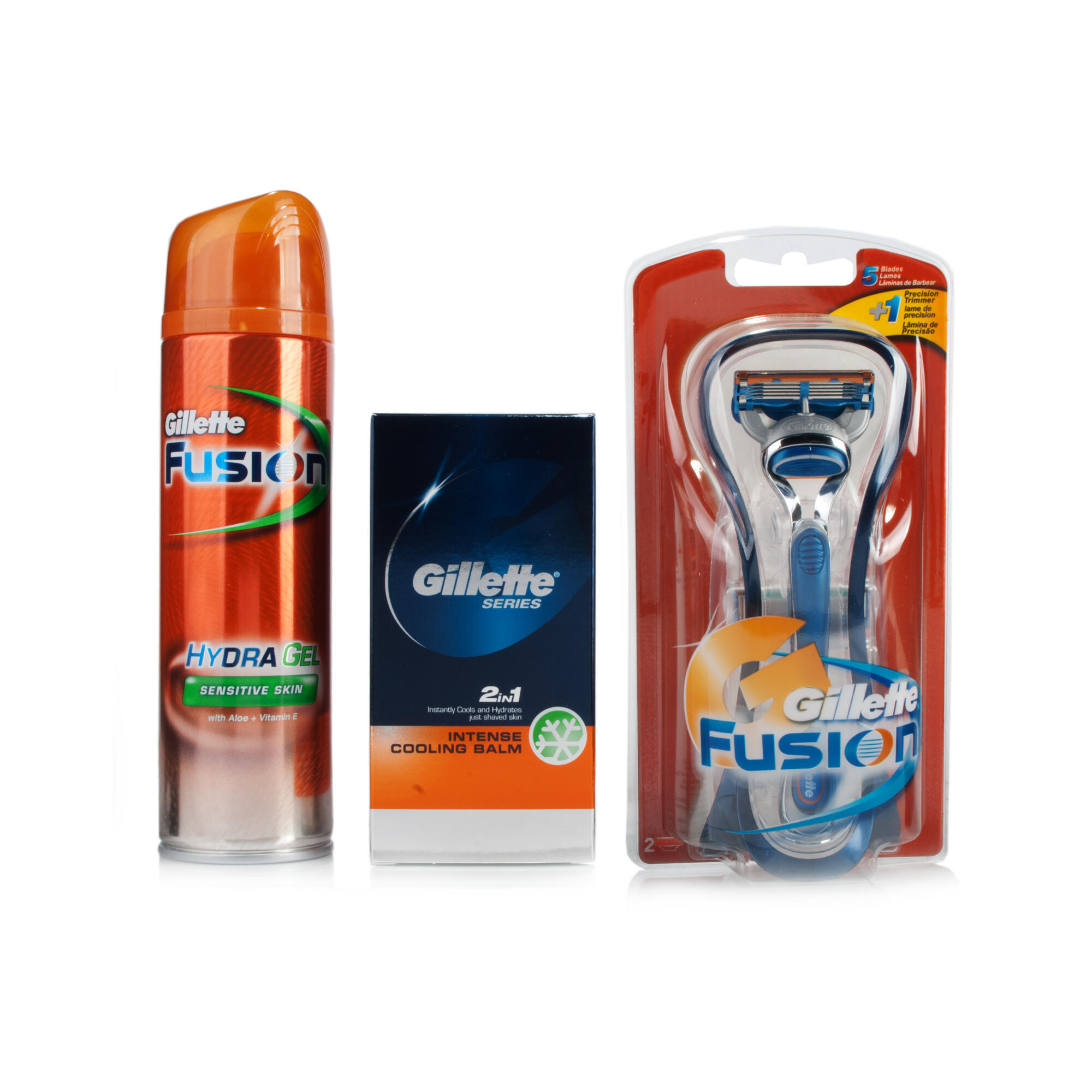 Gillette Fusion Razor + Gillette Fusion Hydra Gel Sensitive Skin + Gillette Series After Shave