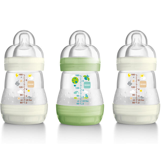 MAM Self Sterilising AntiColic Green and White Chemist Direct