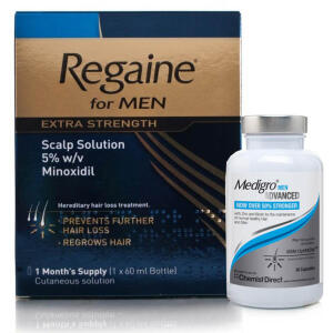Regaine Extra Strength & MediGro Advanced Hair Supplement for Men
