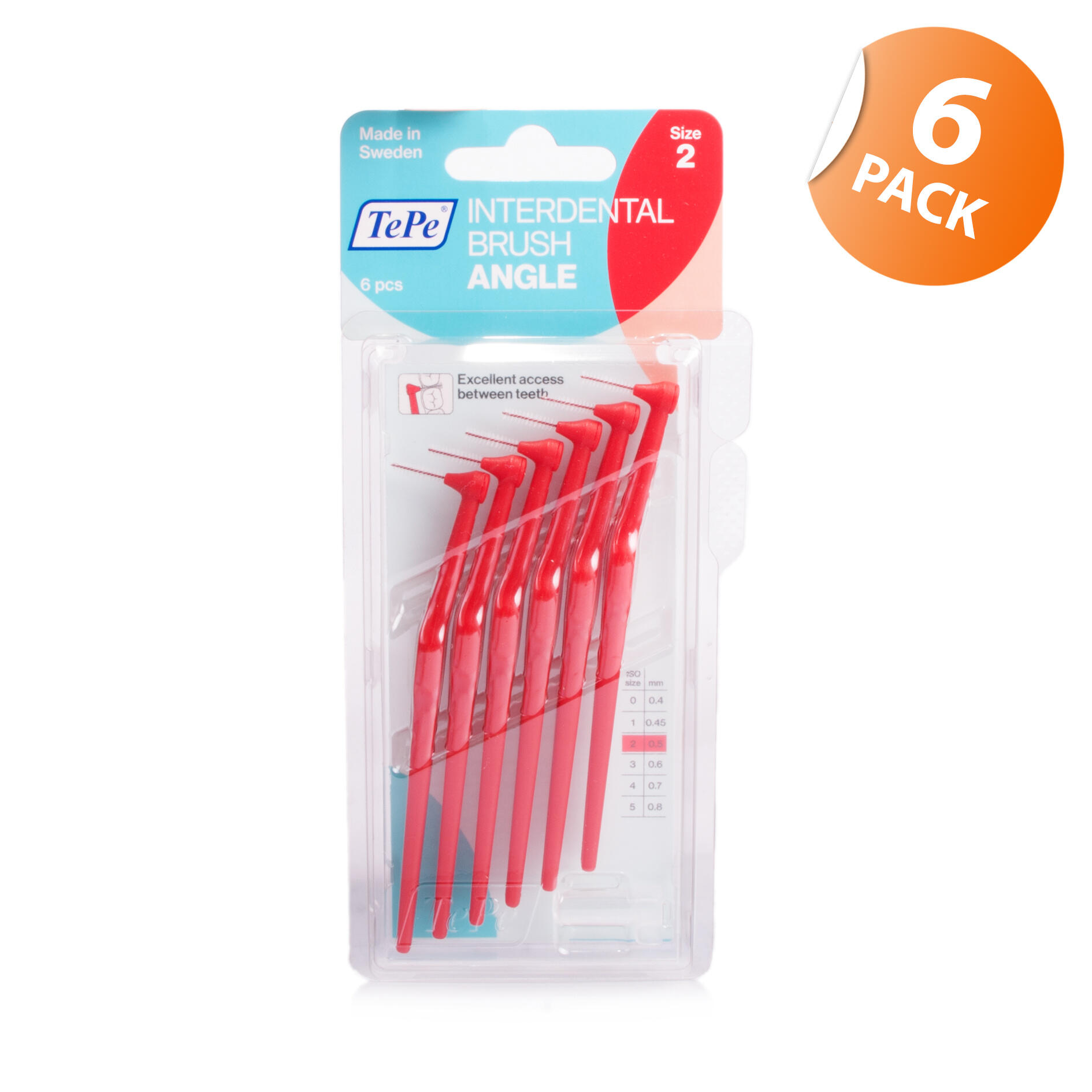 Tepe Angled Interdental Brush Red 6 Pack eBay