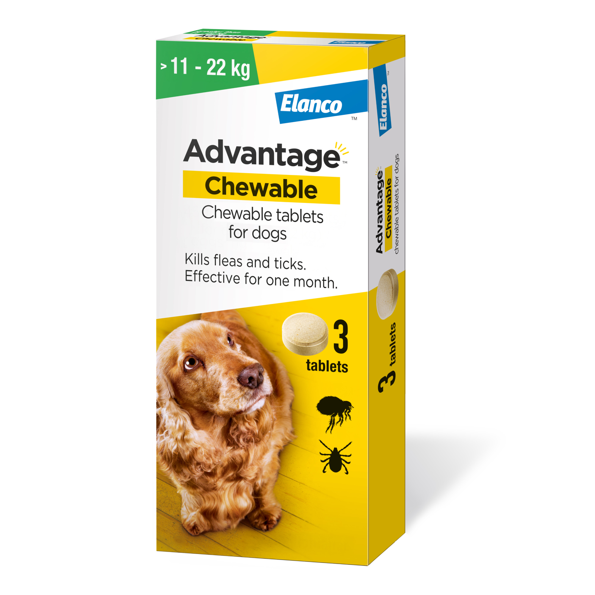 Advantage Chewable Flea and Tick Protection for Dogs (11-22kg) 450mg 3PK