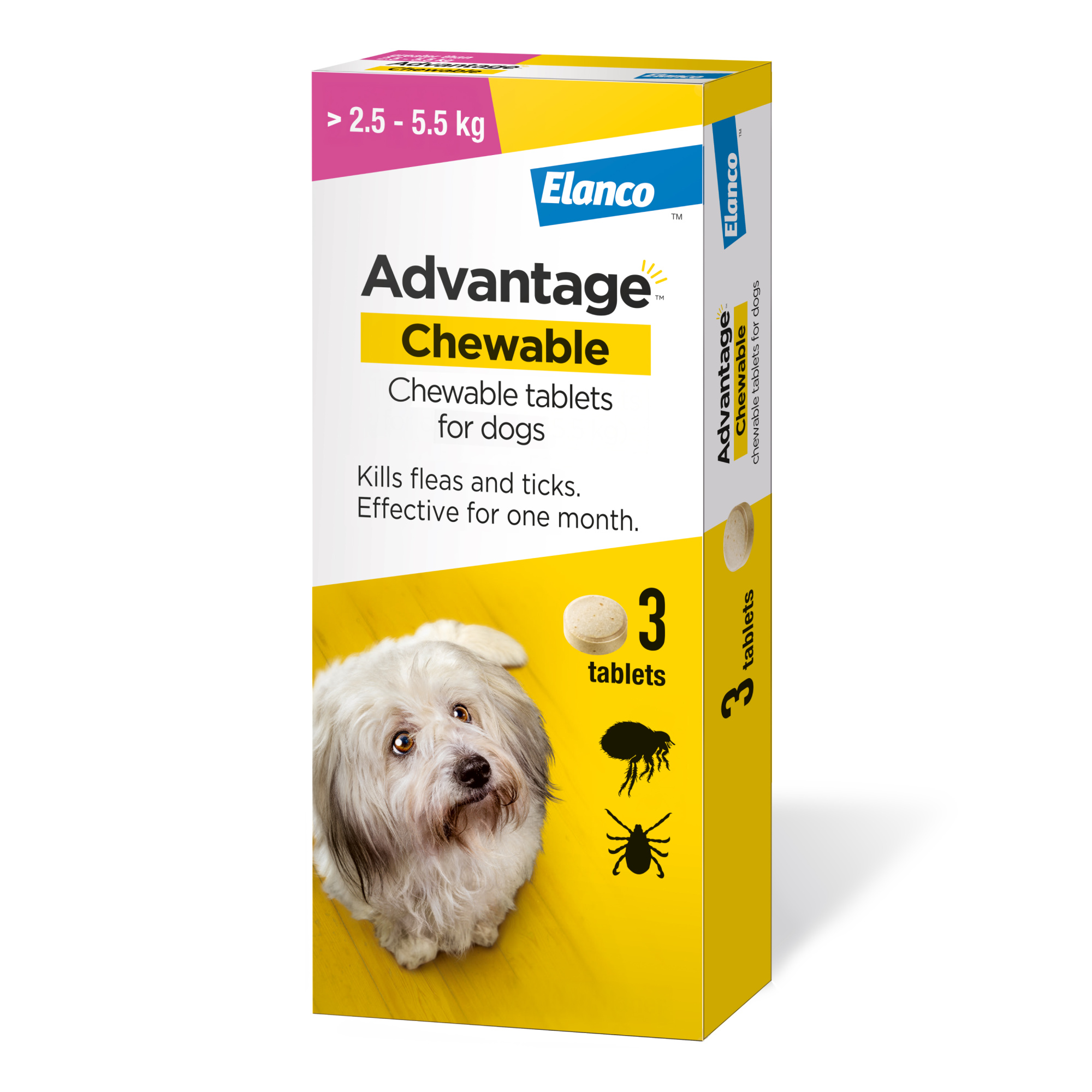 Advantage Chewable Flea and Tick Protection for Dogs (2.5-5.5kg) 112.5mg 3PK