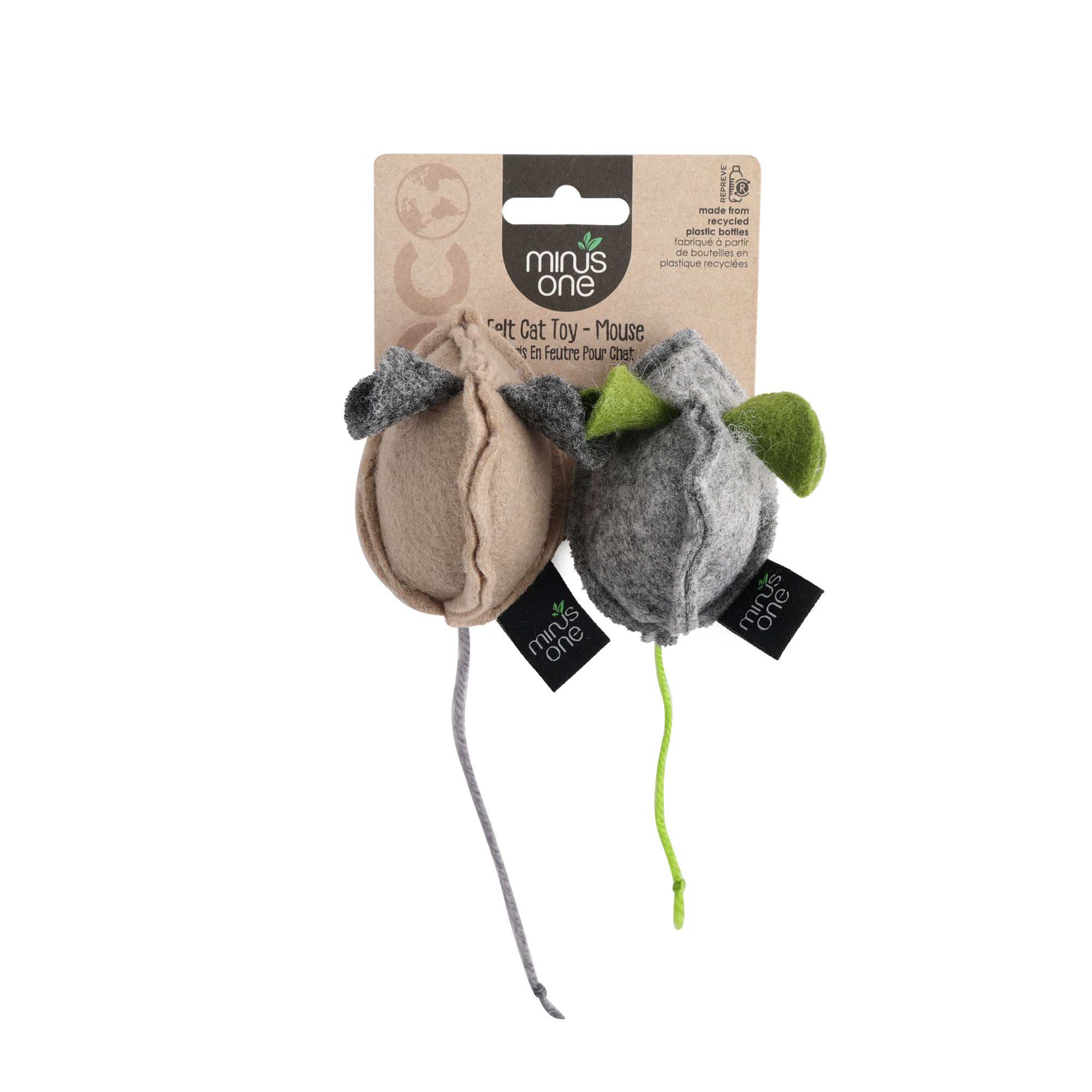 All For Paws Minus One Felt Mouse Two Pack Cat Toy