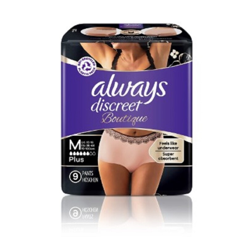 Always Discreet Boutique Underwear Incontinence Pants Plus Medium x 9  8001090438973