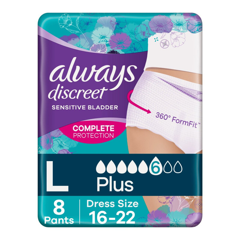 Always Discreet Incontinence Extra Secure Long Plus Pads x16