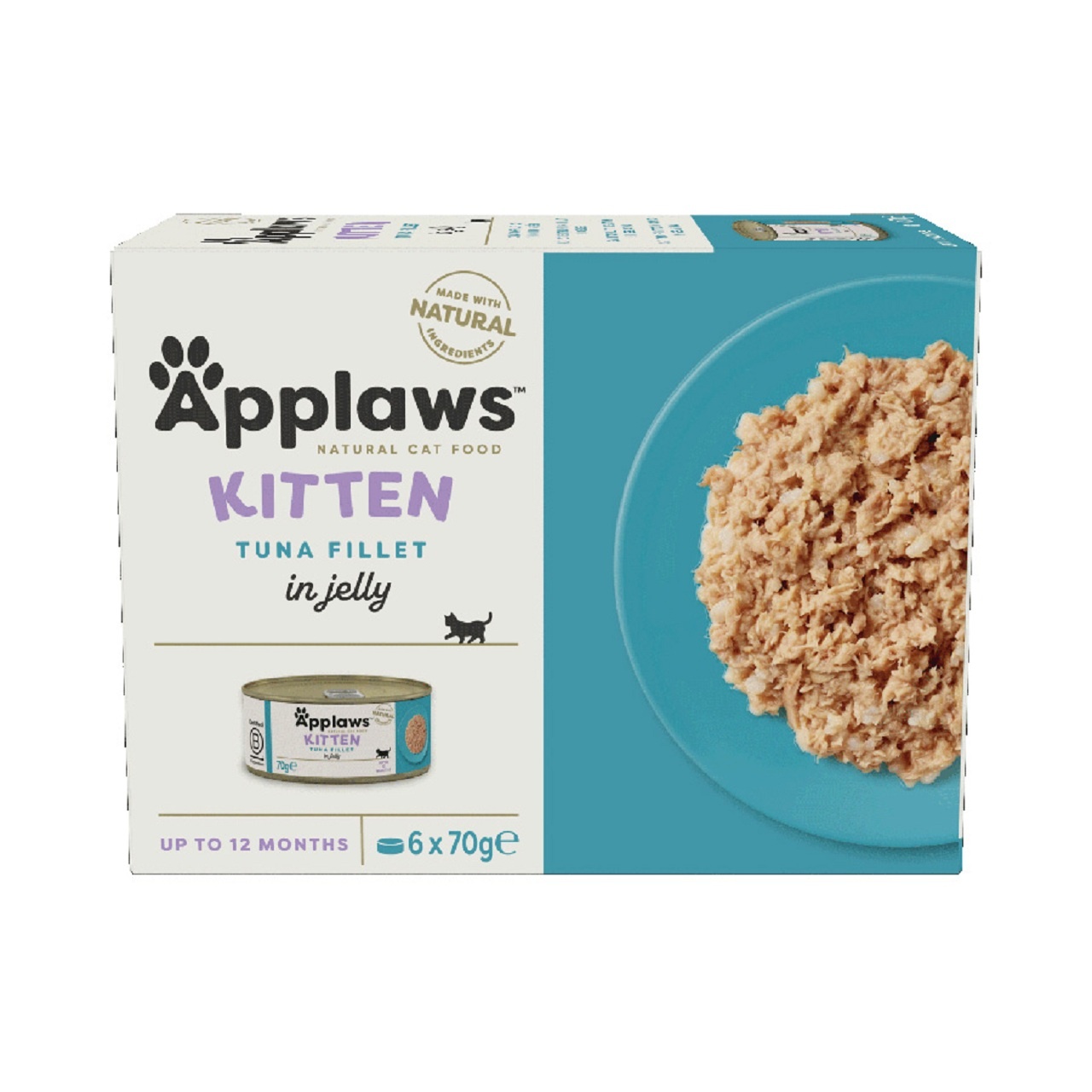 Applaws Wet Cat Food Tin Kitten Tuna Fillet in Jelly Multipack 6x70g