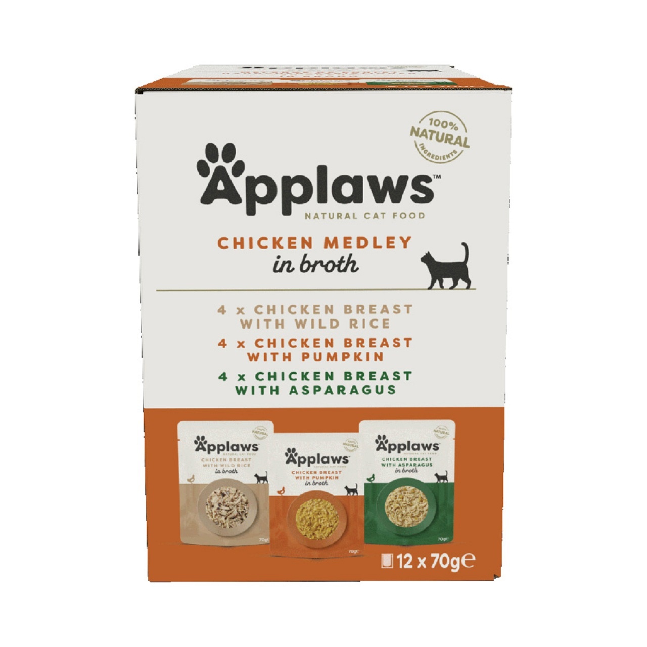 ApplawsAdult Wet  Cat Food Pouch Chicken Multi Pack 12x70g