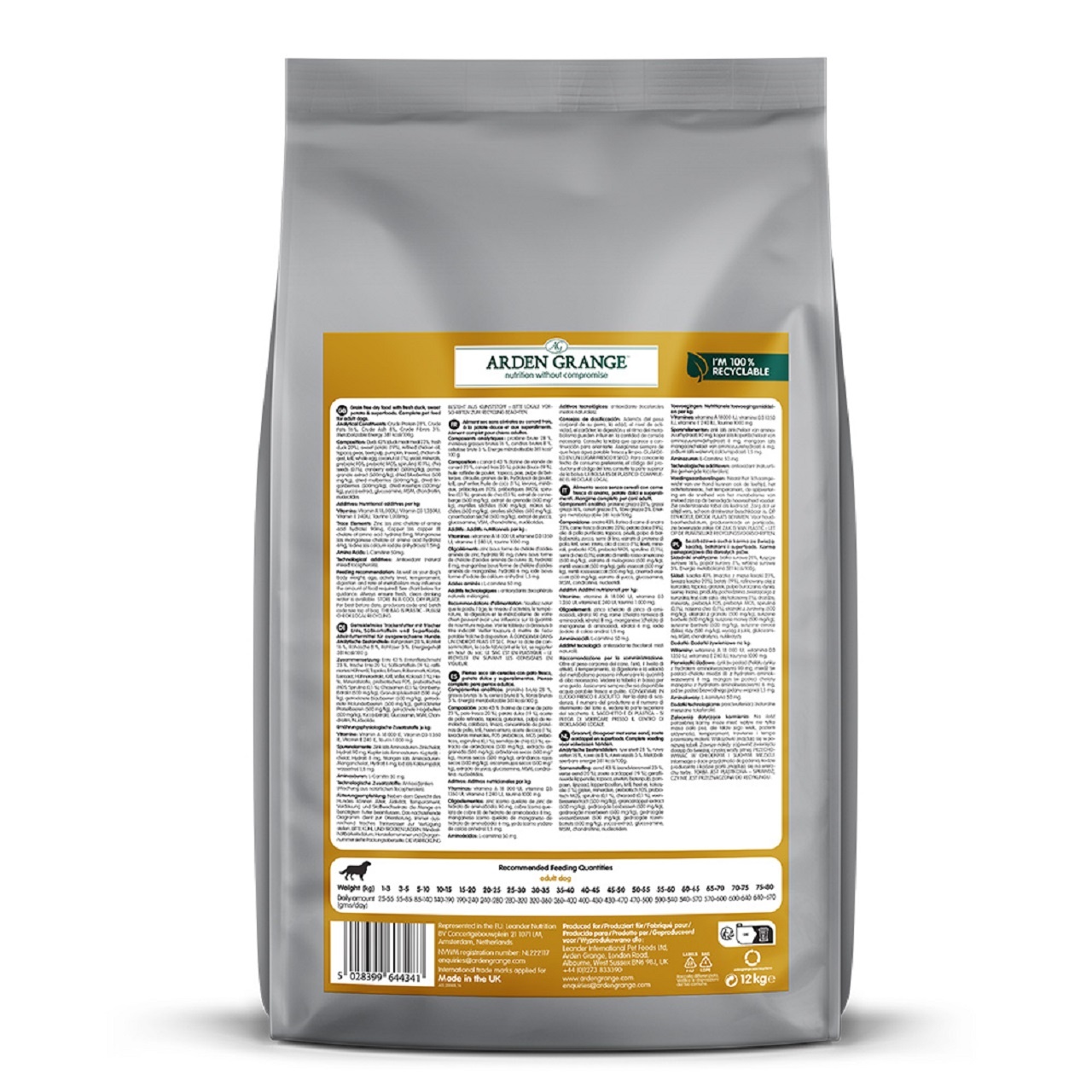 Arden Grange Adult Dog Grain Free Duck & Superfoods Dry Dog Food 12kg
