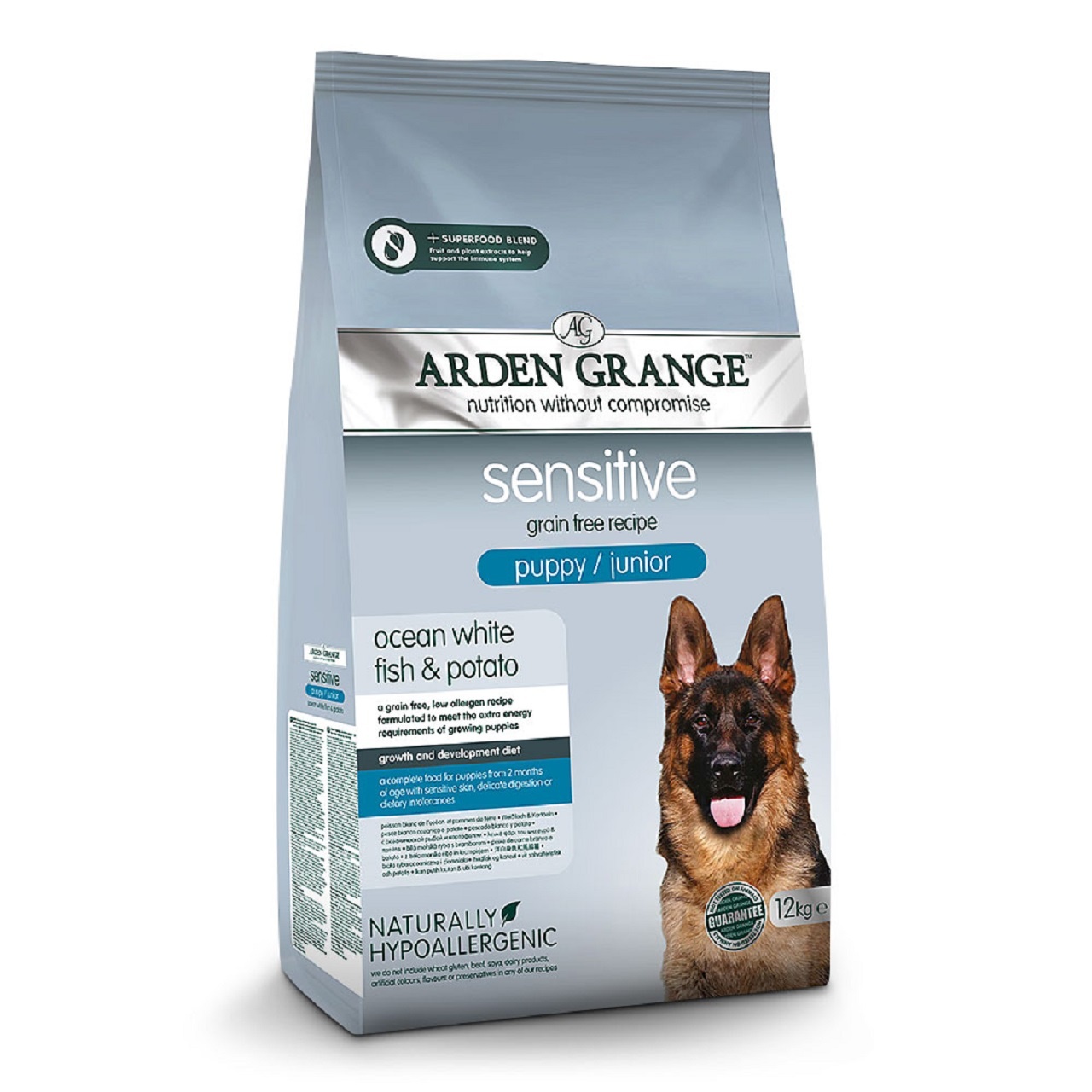 Arden Grange Puppy/Junior Dog Sensitive Ocean Fish & Potato Dry Dog Food 12kg