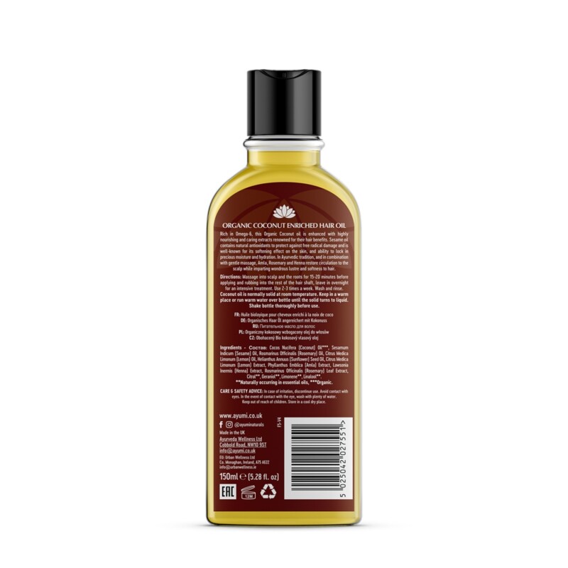 Ayumi 100% Coconut Enriched Hair Oil with Rosemary