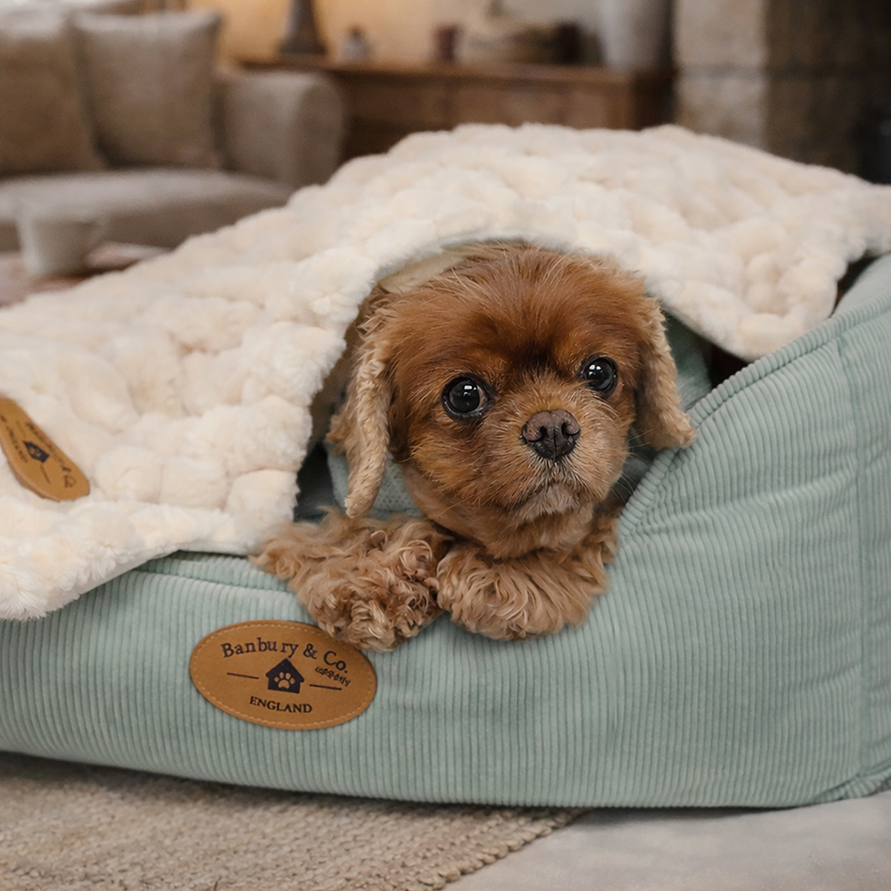 Banbury & Co Rural Retreats Almond Plush Ribbed Faux Fur Pet Blanket