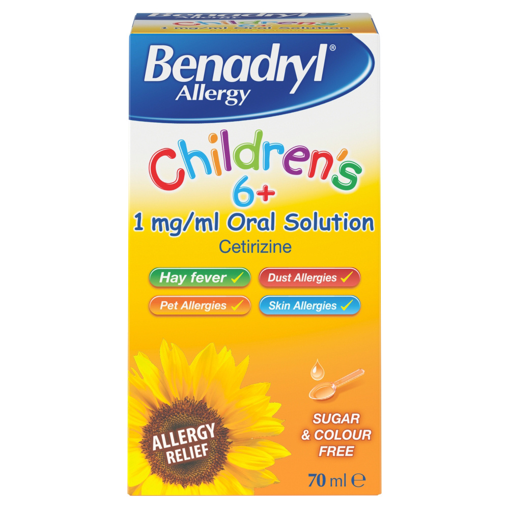 Benadryl Allergy Relief For Children 6+ 1mg/ml Oral Solution - 70 ml