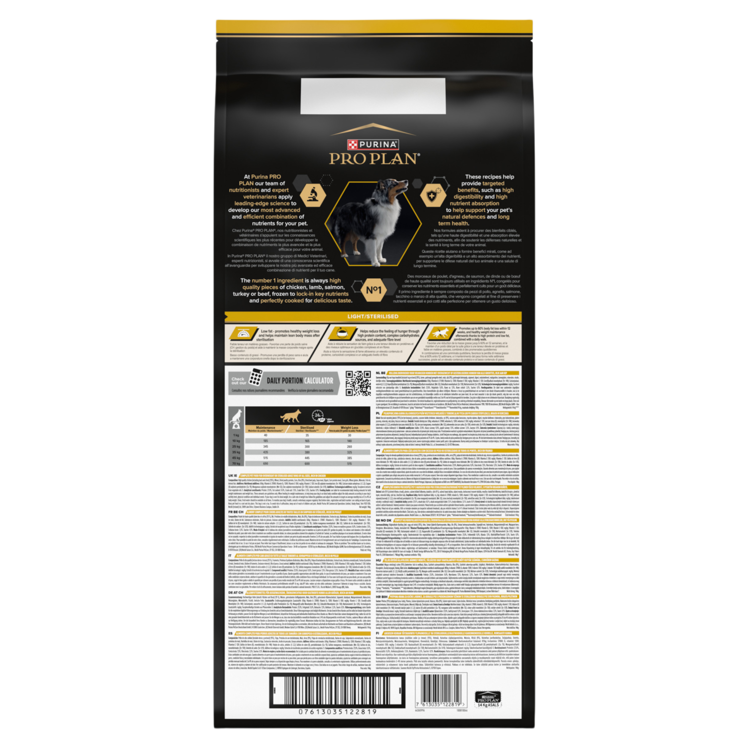 Purina PRO PLAN All Sizes Light / Neutered Chicken Dry Dog Food 14kg