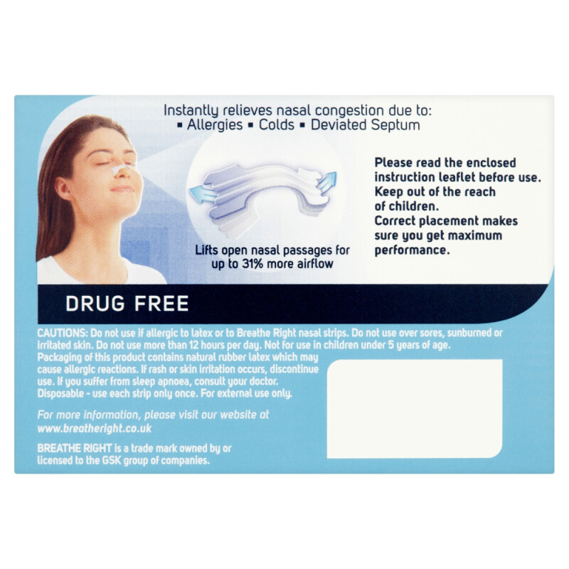 Breathe Right Congestion Relief Nasal Strips Clear Large Eight Pack