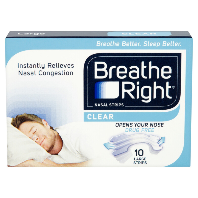 Breathe Right Congestion Relief Nasal Strips Clear Large Eight Pack