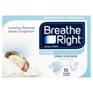 Breathe Right Congestion Relief Nasal Strips Clear Small/Medium 10s