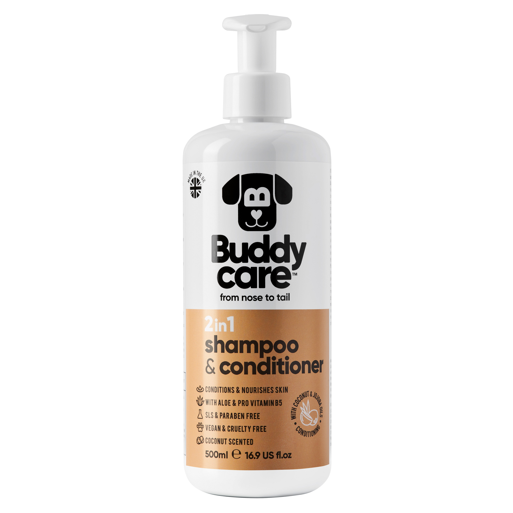 Buddycare 2in1 Shampoo & Conditioner - Coconut - 500ml / 16.9 fl oz