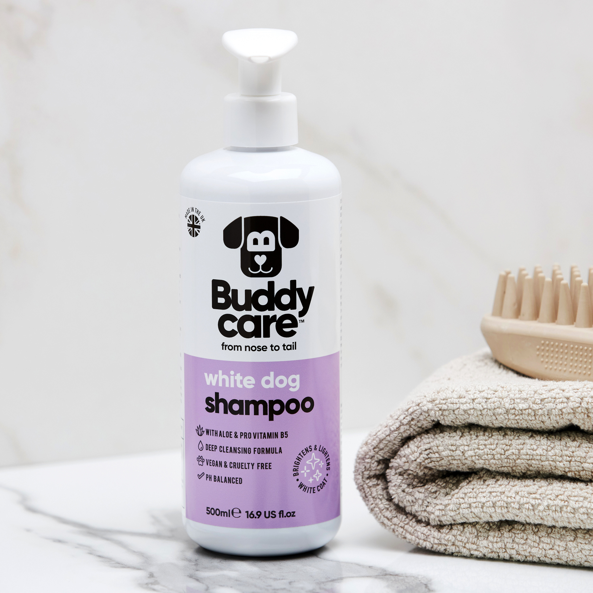 Buddycare Dog Shampoo - White Dog - 500ml / 16.9 fl oz