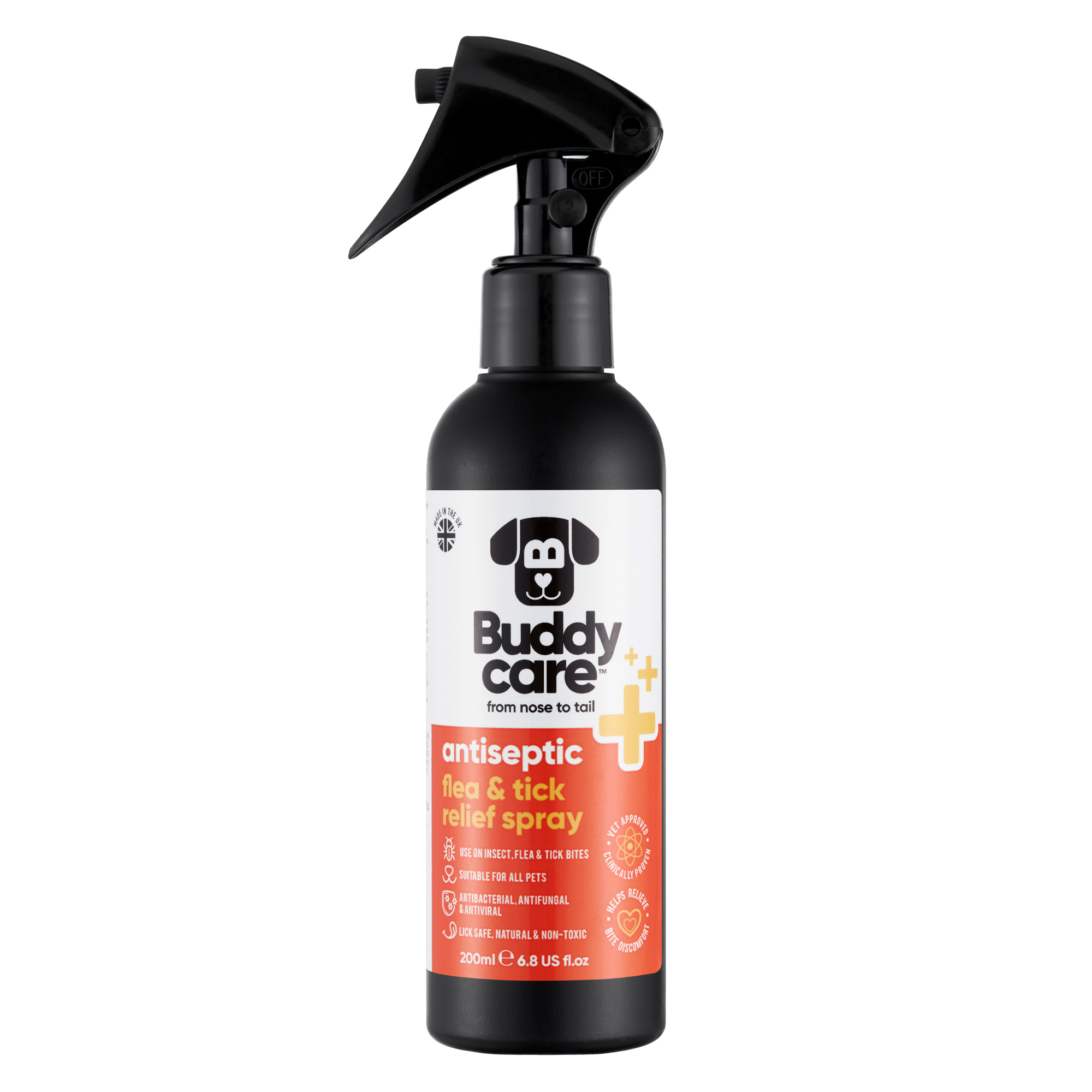 Buddycare Pet Antiseptic Flea & Tick Relief Spray - 200ml / 6.76 fl oz
