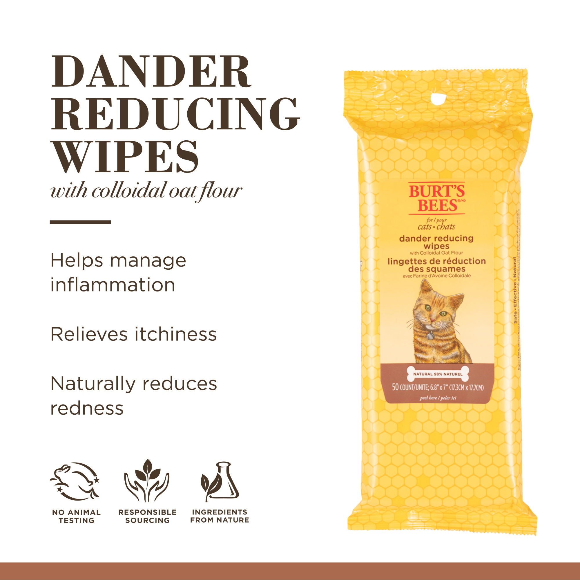 Burts Bees Cat Dander Wipes-50ct