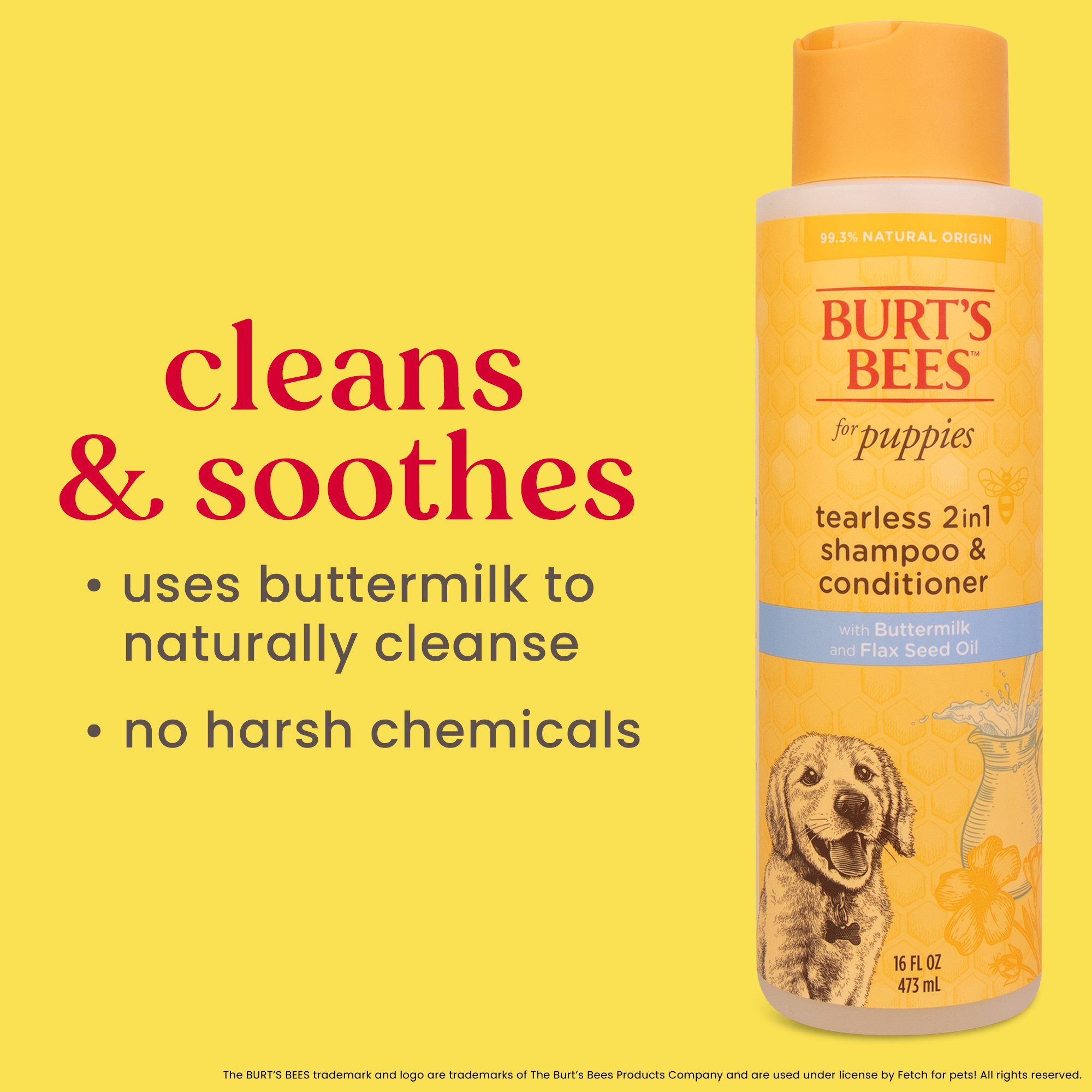 Burts Bees Tearless 2 in1 Shampoo & Conditioner For Puppies 16oz