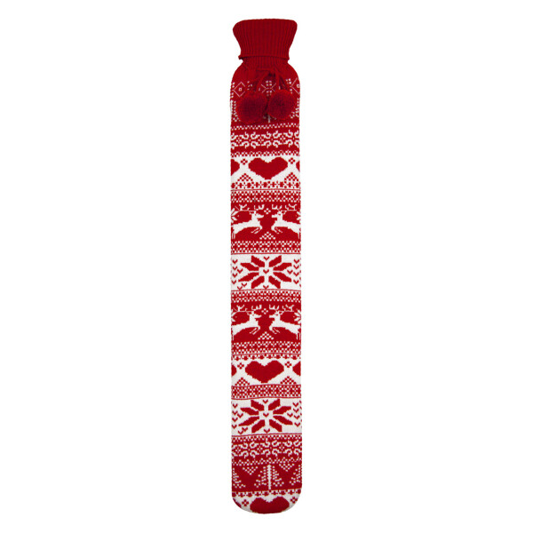 Cassandra Long Hot Water Bottle Nordic Knitted Red