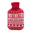  Cassandra Nordic Stars Knitted Hot Water Bottle Red With White 