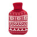 Cassandra Nordic Stars Knitted Hot Water Bottle Red With White