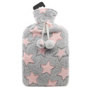 Cassandra Premium Fleece Stars Hot Water Bottle Grey-Pink Stars