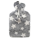 Cassandra Premium Fleece Stars Hot Water Bottle Grey-White Stars