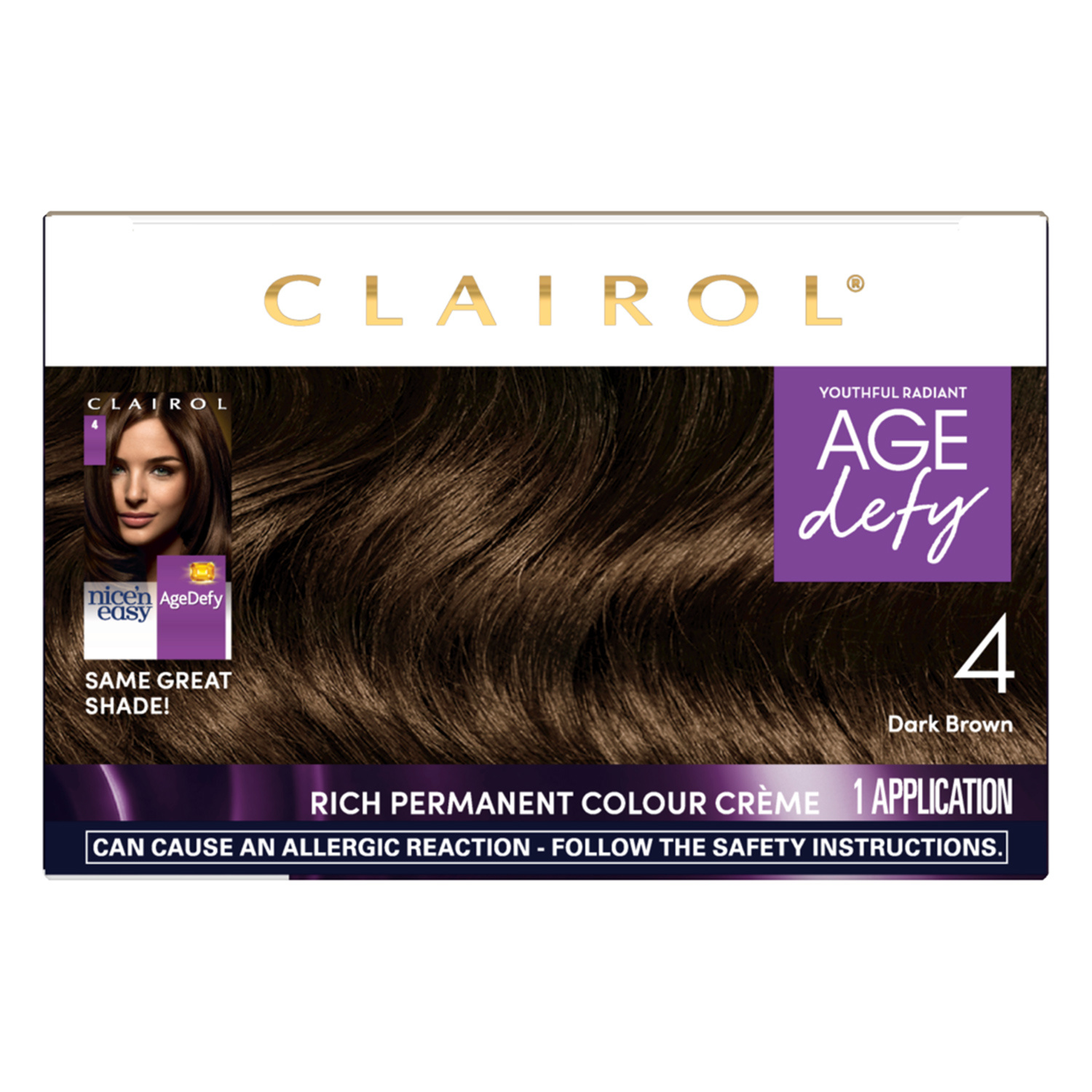 Clairol Age Defy Hair Dye 4 Dark Brown  0147592
