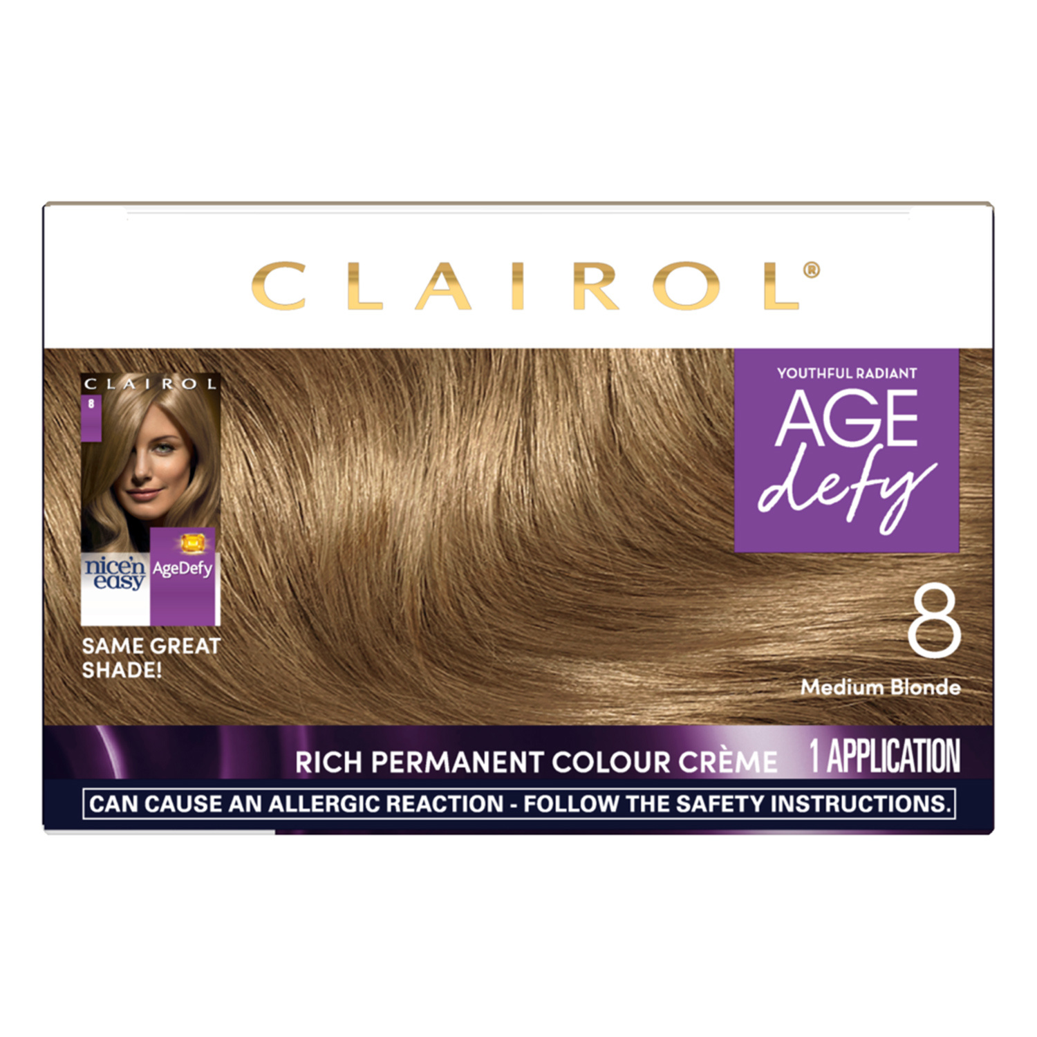 Clairol Age Defy Hair Dye 8 Medium Blonde  0147590