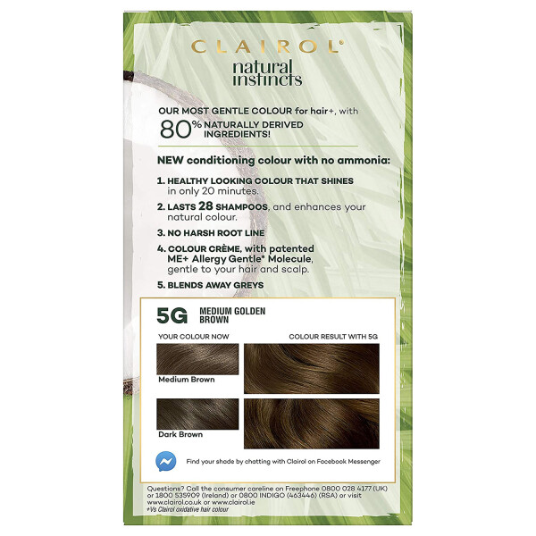 Clairol Natural Instincts Hair Dye 5G Medium Golden Brown