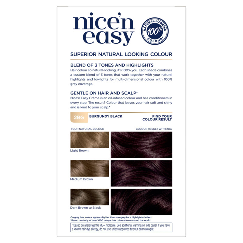 Clairol Nicen Easy Hair Dye, 2BG Burgundy Black
