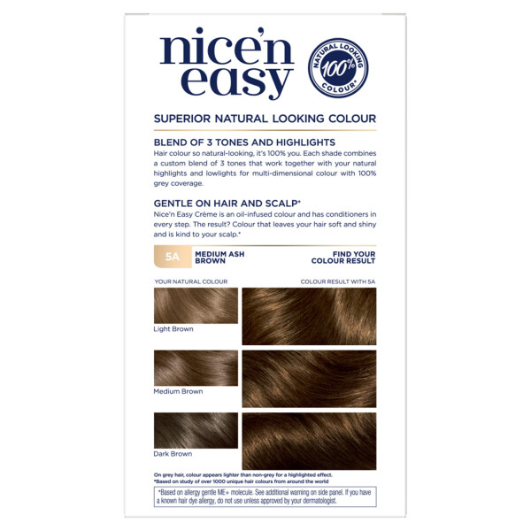 Clairol Nicen Easy Creme Hair Dye 5A Medium Ash Brown