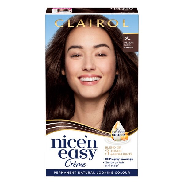 Clairol Nicen Easy Creme Hair Dye 5C Medium Cool Brown