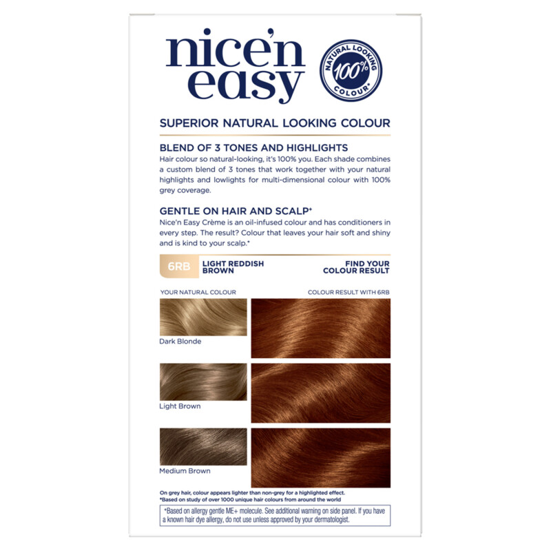 Buy Clairol Nice'n Easy Creme Hair Dye 6RB Light Reddish Brown 177ml