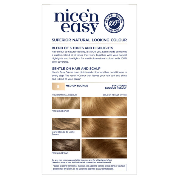 Clairol Nicen Easy Creme Hair Dye 8 Medium Blonde