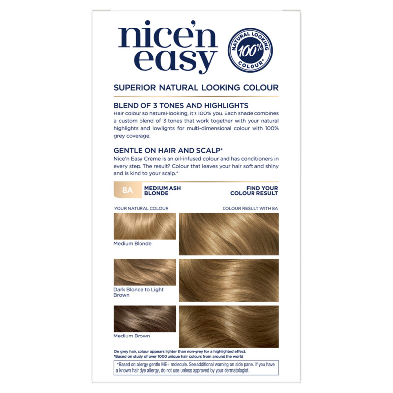 Clairol Nicen Easy Creme Hair Dye 8A Medium Ash Blonde